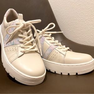 White sneakers with floral pattern